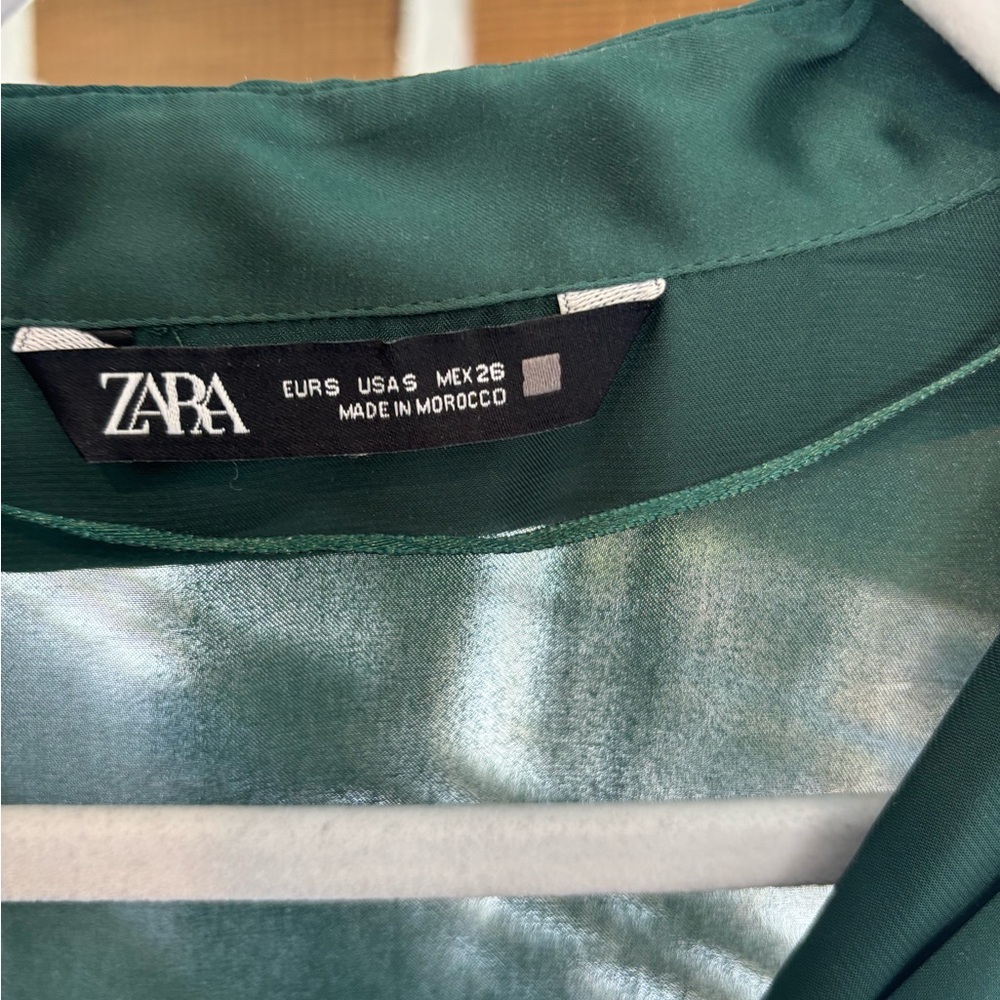 Zara Teal Button-Down Collared Blouse - image 2